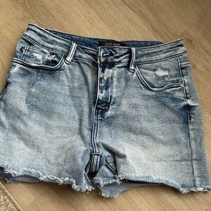 Judy Blue Women's Distressed Jean Shorts - Light Blue